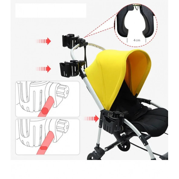 Bebek Arabası için Bardaklık Telefon Tutucu Ayarlanabilir çok fonksiyonlu Tutucu
