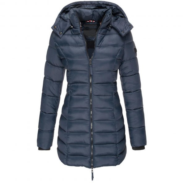 Kadınlar İçin Kapşonlu Midi Boy Mont - 3