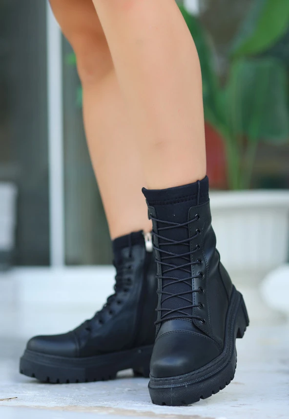 Aldo Siyah Cilt Bağcıklı Bot