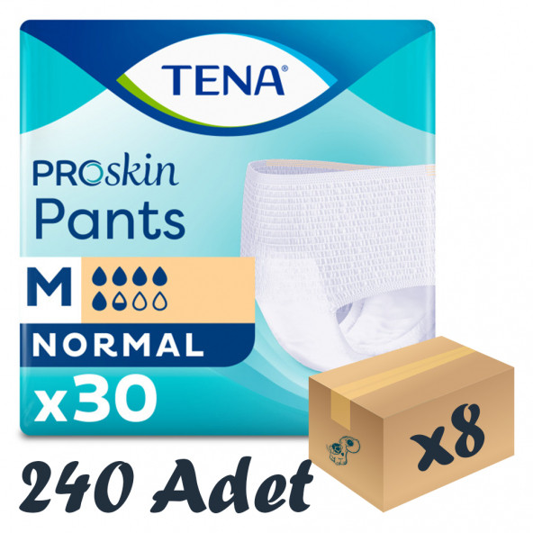 TENA ProSkin Pants Normal Emici Külot, Orta Boy (M), 5.5 Damla, 30lu 8 Paket 240 Adet