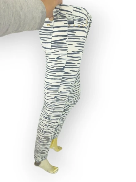 JUİCY COUTURE ZEBRA DESEN JEAN PANTOLON - 4