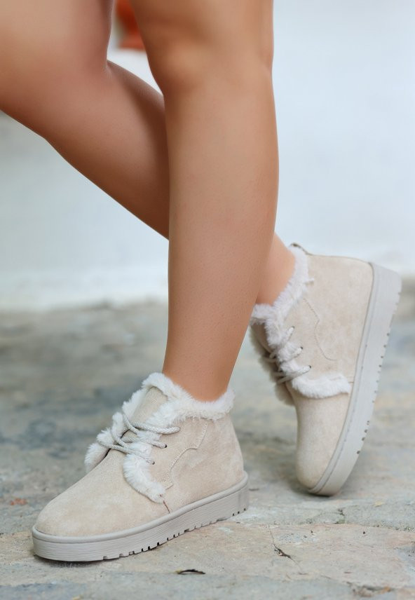 Simya Bej Süet Bağcıklı Bot - 2