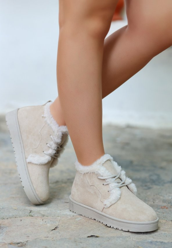 Simya Bej Süet Bağcıklı Bot - 4