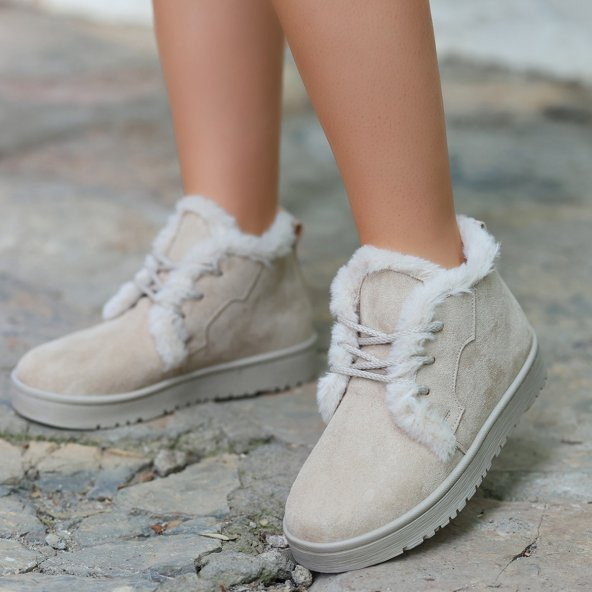 Simya Bej Süet Bağcıklı Bot - 5