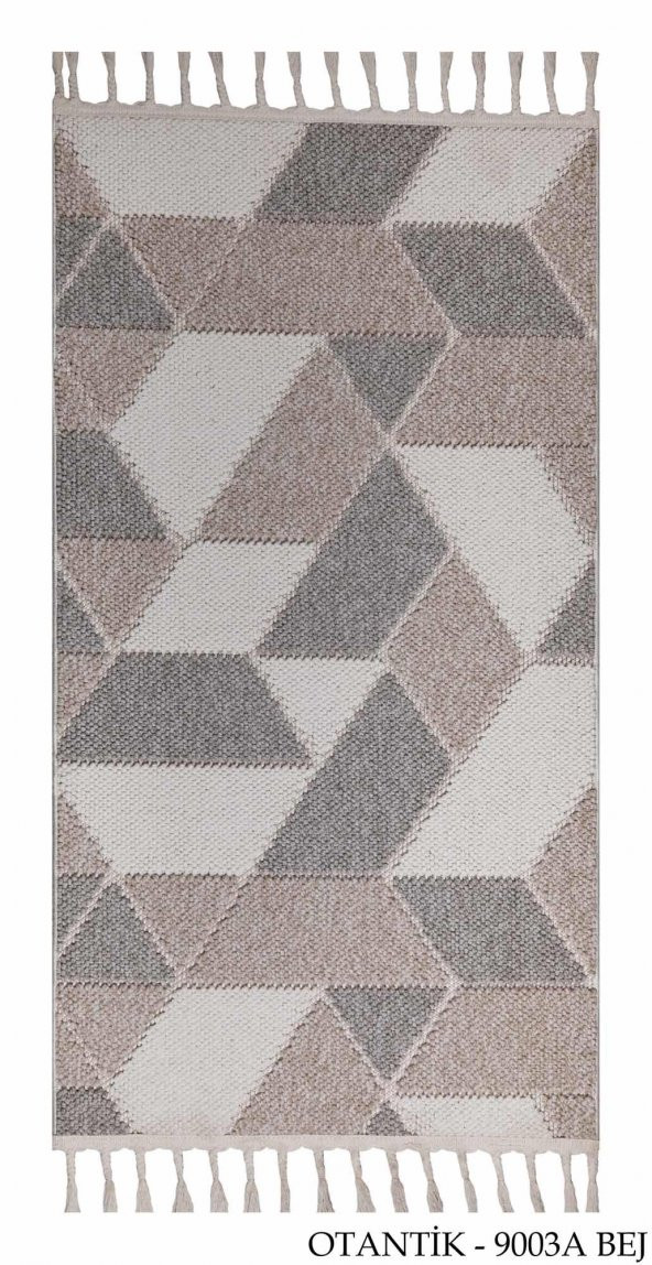 Orkide Home Dekoratif Bej Gri Otantik Dokuma Halı - 6