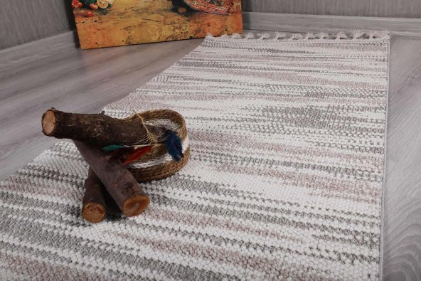 Orkide Home Dekoratif Gri Bej Otantik Dokuma Halı - 2