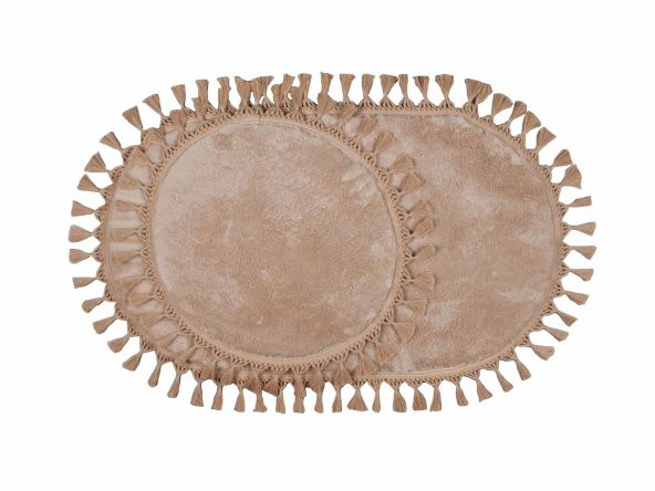 Orkide Home Dekoratif Modern Simirna Örgü Saçaklı 50x80 Oval Banyom Klozet Takımı - 2