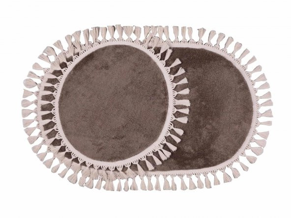 Orkide Home Dekoratif Modern Simirna Örgü Saçaklı 50x80 Oval Banyom Klozet Takımı - 8