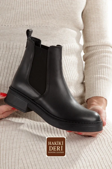 Kami Siyah Lastikli Hakiki Deri Günlük Orjinal Chelsea Bot ürün görseli 1