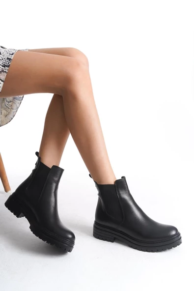 Kami Siyah Lastikli Hakiki Deri Günlük Orjinal Chelsea Bot - 3