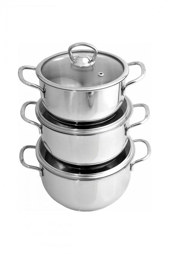 3lü Mini Tencere Set Sütlük Sosluk Yumurta Haşlama Isıstma Tenceresi 304 Paslanmaz Çelik 14-16-18cm
