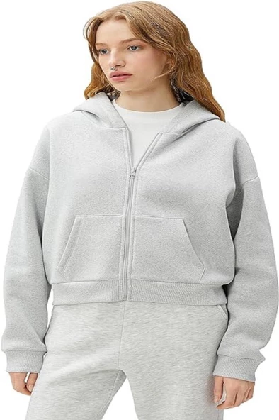 Koton Koton Kapüşonlu Uzun Kollu Fermuar Detaylı Cep Detaylı Sweatshirt