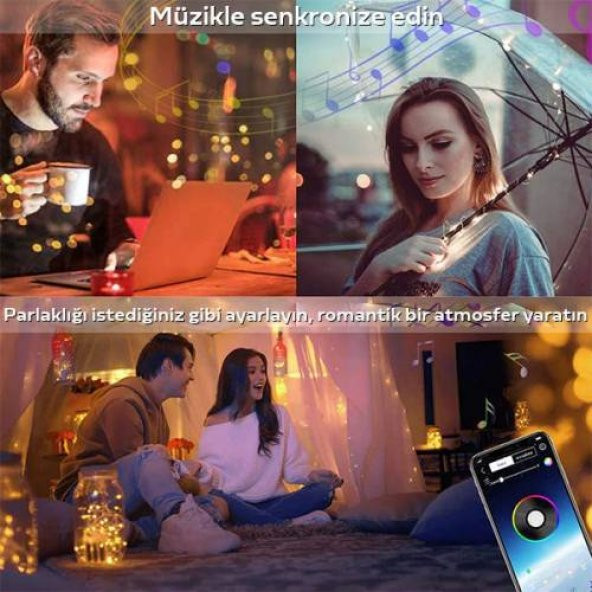 Polham 10 Metre Bluetooth Bağlantılı Telefon İle Kontrol Edilebilen Led Lamba, RGB Işıklı SÜS Lamba - 3