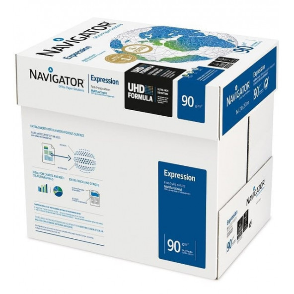 Navigator Fotokopi Kağıdı Gramajlı Laser-Copy-Inkjet Expression 2500 LÜ (1 Koli) A4 90 GR Beyaz