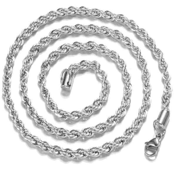 925 Ayar Gümüş Burgu Zincir Unisex Kadın Erkek Kolye 2mm - 4