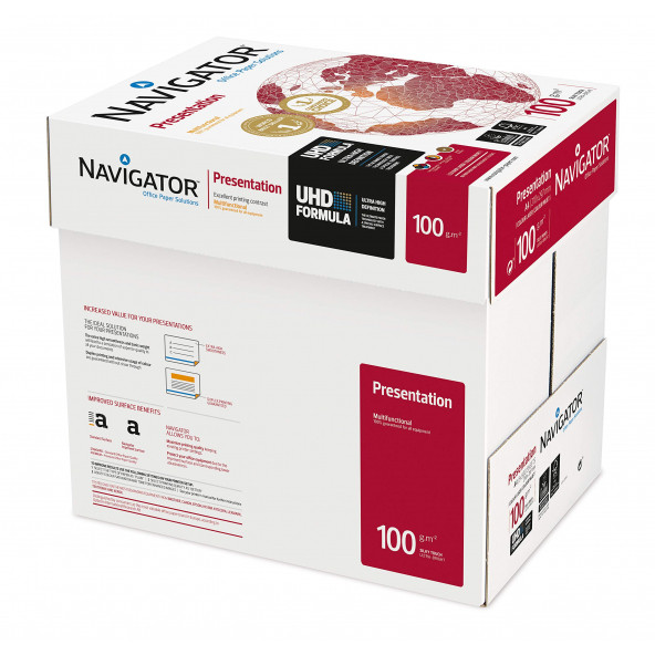 Navigator Fotokopi Kağıdı Gramajlı Laser-Copy-Inkjet Presentation 2500 LÜ (5 Paket) A4 100 GR Beyaz