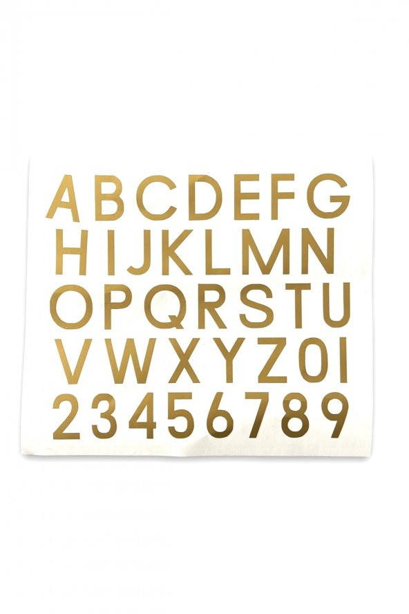Epoksi Altın Renk Harf Alfabe Sayı Sticker Etiket Reçine Beton Mum Etiket, Sticker Baskı
