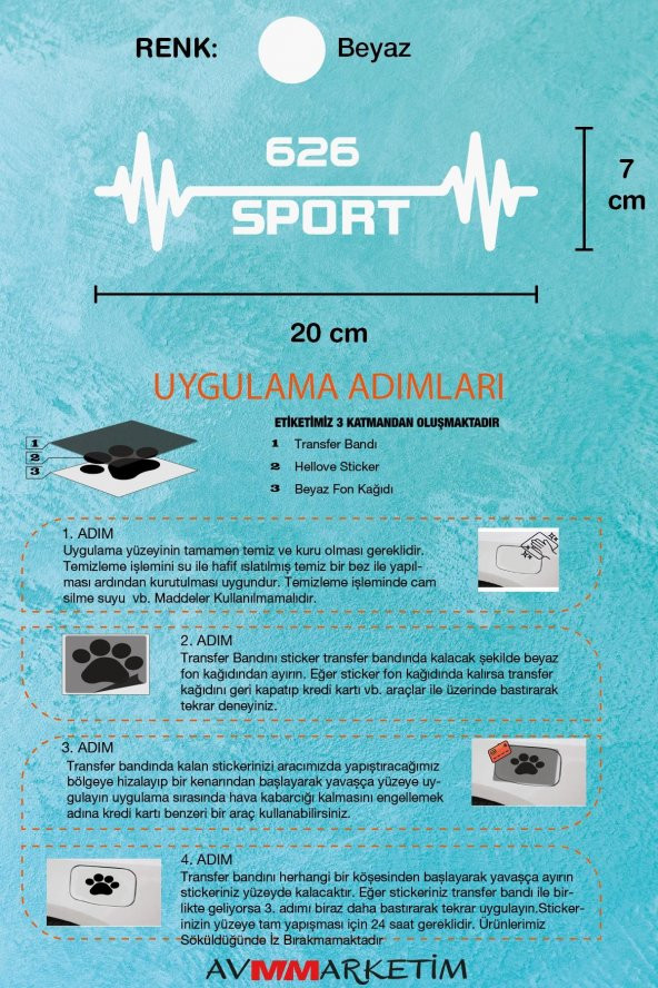 Mazda 626 Nabız Kalp Atışı Araç Ritim Oto Sticker 2 Adet Beyaz 20*7 Cm - 4
