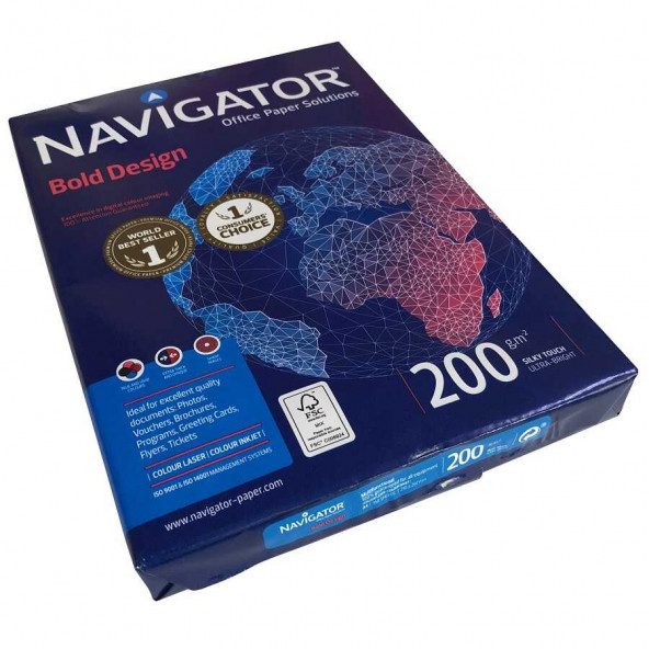 Navigator Fotokopi Kağıdı Gramajlı Laser-Copy-Inkjet Bold Design 150 Lİ (1 Paket) A4 200 GR Beyaz