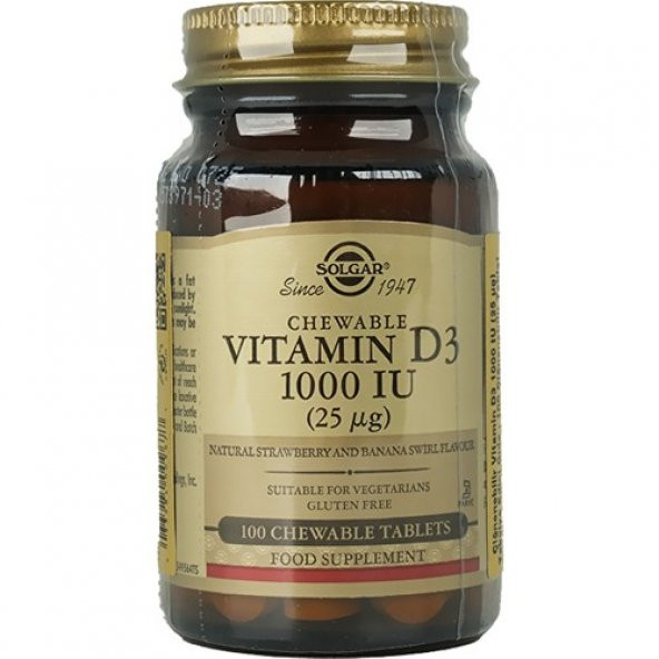 Solgar Vitamin D3 1000 Iu 100 Çiğnenebilir Form