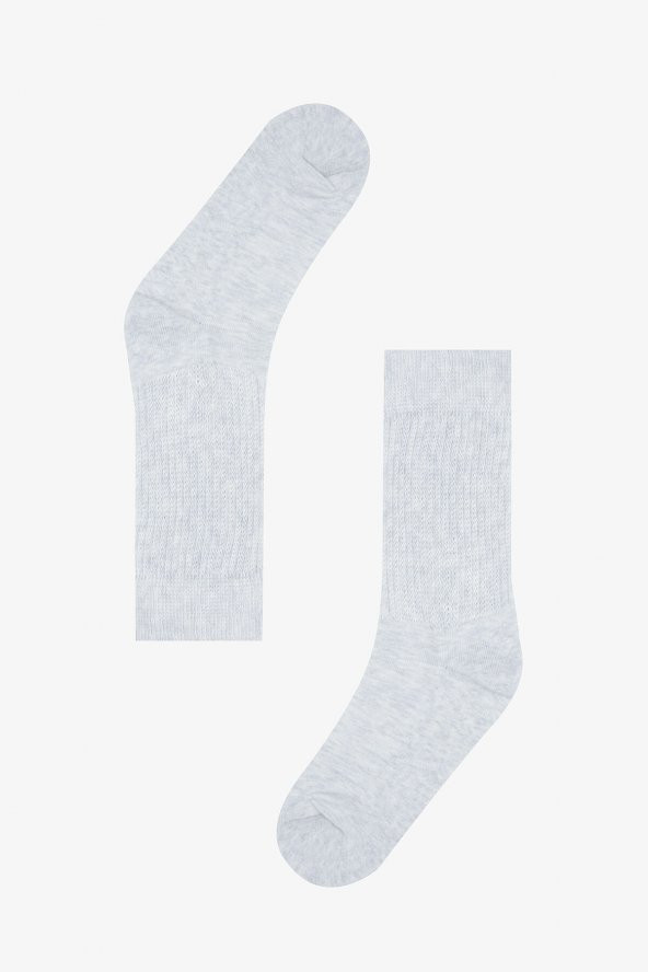 Gri Vertical Stripes Havlu Çorap - 1
