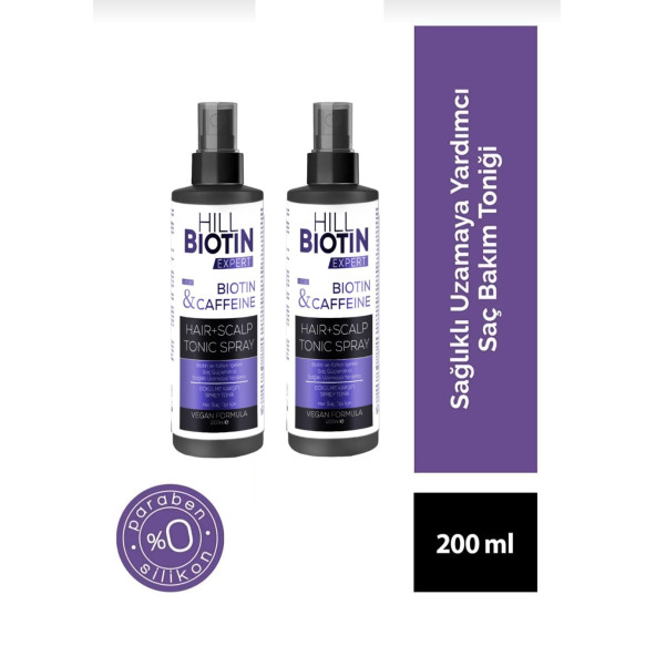 Biotin&cafein Içerikli,saç Kökünü Güçlendirici,hızlı Uzamaya Yardımcı Sprey Tonik 200mlx2