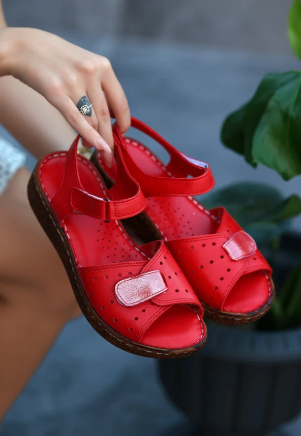 Reya Kırmızı Cilt Sandalet - 2