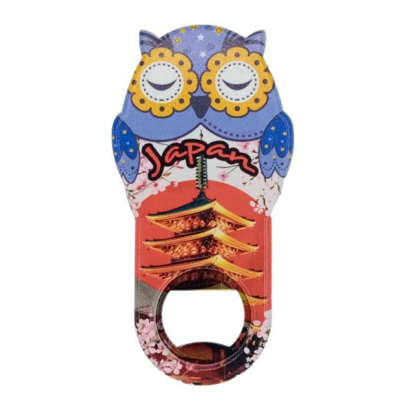 Japonya Temalı Baykuş Magnet Kapak Açacak ürün görseli