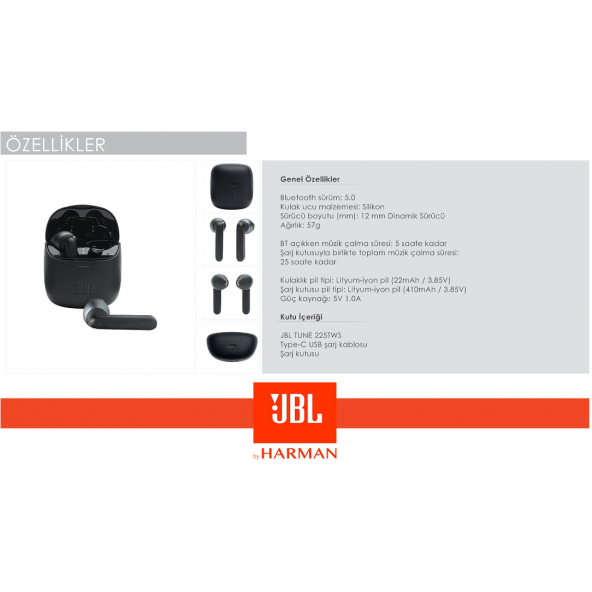 JBL Tune 225 TWS Bluetooth Kulak İçi Kulaklık  (Türkiye Garantili) - 11
