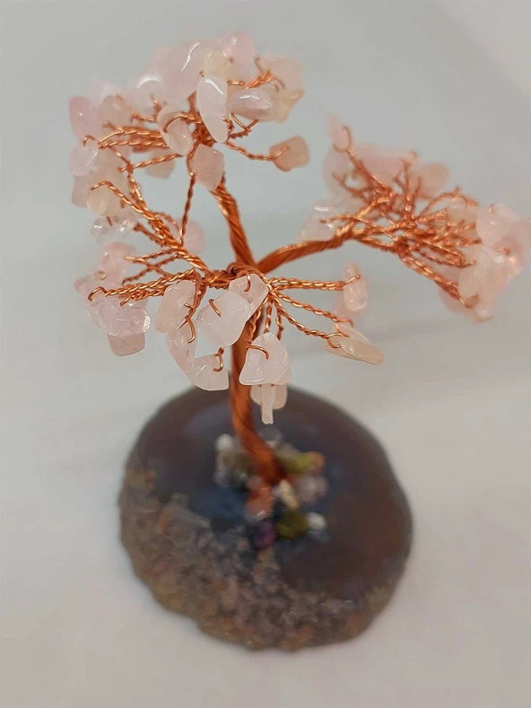 Pembe Kuvars Taşı Hayat Ağacı - Resim 2