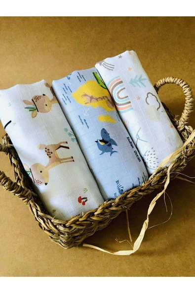 3 Adet 80x105  Çok Amaçlı Müslin Bezi Örtü Battaniye ürün görseli