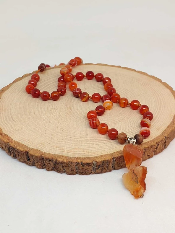 Akik Taşı Düğümlü Unisex Tasarım Kolye 8mm (45020) ürün görseli