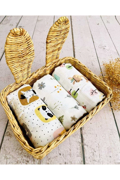 3 Adet 110x110 Çok Amaçlı Müslin Bezi Örtü Battaniye ürün görseli