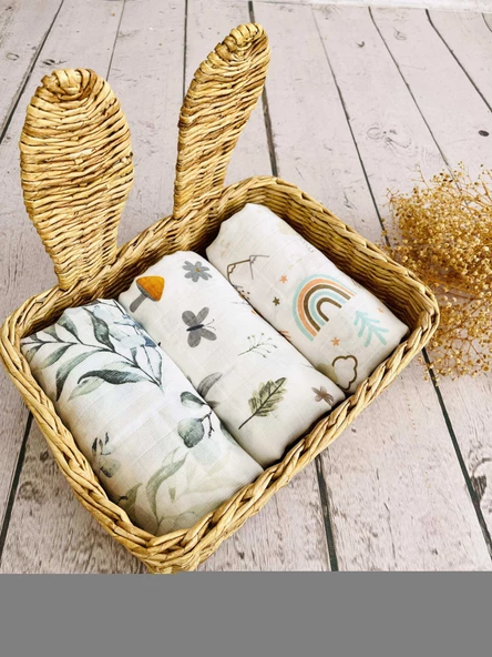 3 Adet 75x75 Çok Amaçlı Müslin Bezi Örtü Battaniye ürün görseli