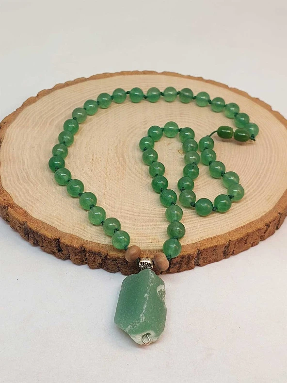 Aventurin Taşı Düğümlü Unisex Tasarım Kolye 8mm (45025) ürün görseli