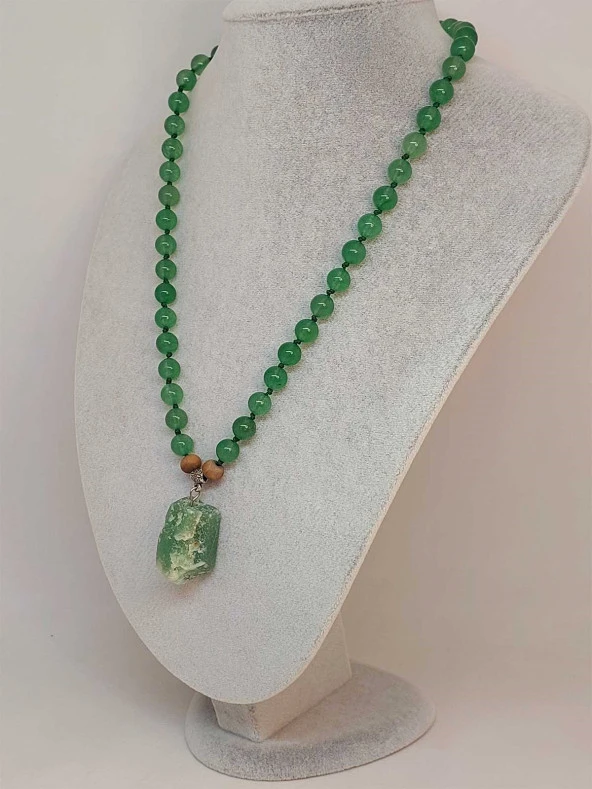 Aventurin Taşı Düğümlü Unisex Tasarım Kolye 8mm (45025) - Resim 4