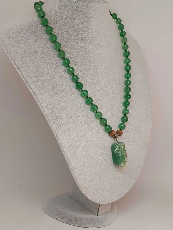 Aventurin Taşı Düğümlü Unisex Tasarım Kolye 8mm (45025) - Resim 5