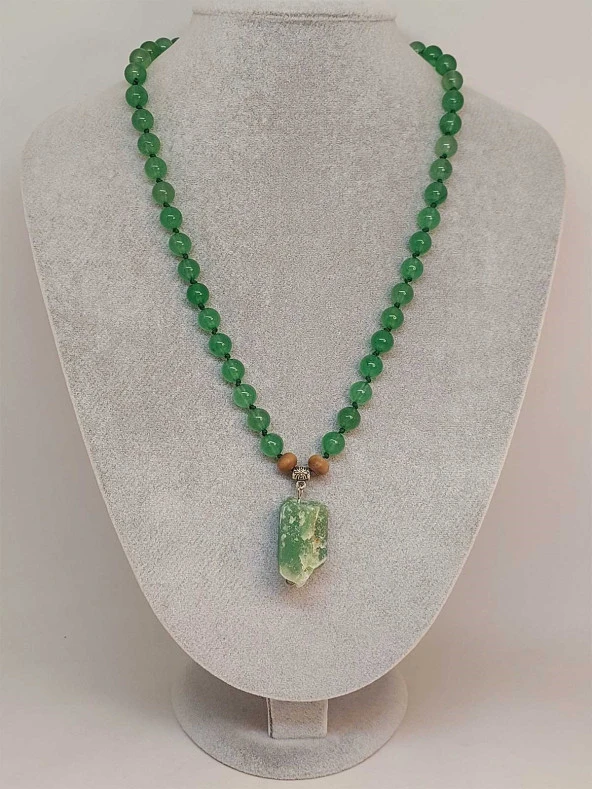 Aventurin Taşı Düğümlü Unisex Tasarım Kolye 8mm (45025) - Resim 2