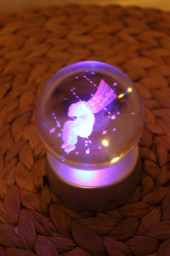 3D Led Işık Cam Küre Pilli Çocuk - 4