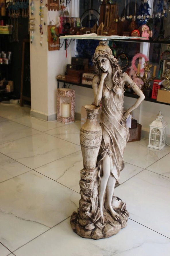 Masa Ferforje El İşi Masa Fiskos Antik Heykel - Resim 4