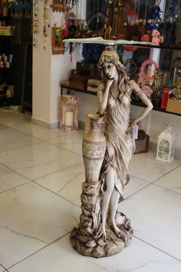 Masa Ferforje El İşi Masa Fiskos Antik Heykel - Resim 7