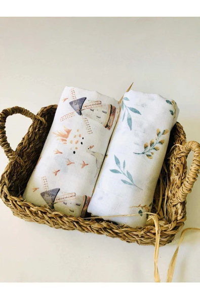 2 Adet  Çok Amaçlı Müslin Bezi Örtü Battaniye ürün görseli