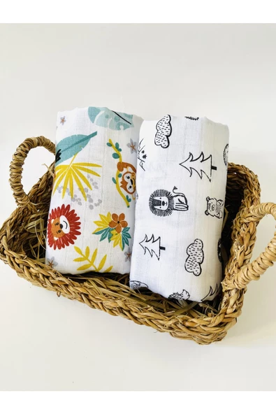 2 Adet  Çok Amaçlı Müslin Bezi Örtü Battaniye ürün görseli