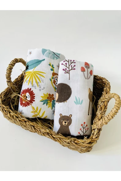 2 Adet Çok Amaçlı Müslin Bezi Örtü Battaniye