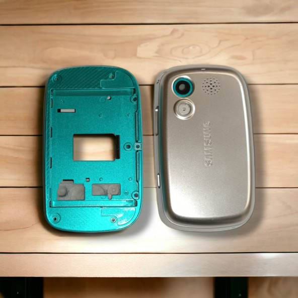 Samsung B3310 Kasa Samsung B3310 Uyumlu Mavi Gri Renk Orta Kasa Ön Kapak Arka Kapak Tuş Takımı - 2