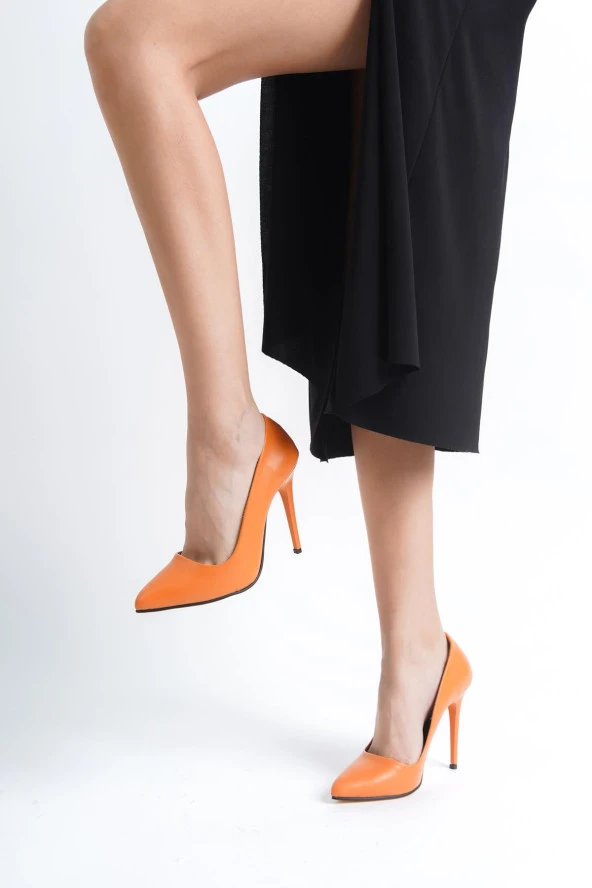 Merve BAŞ® Kadın Turuncu 10 Cm İnce Topuk Stiletto - 3