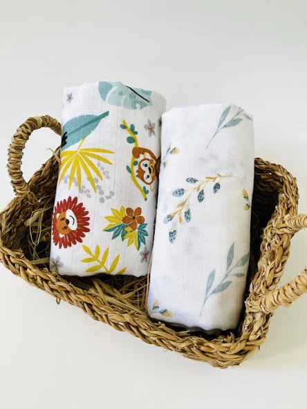 2 Adet Çok Amaçlı Müslin Bezi Örtü Battaniye