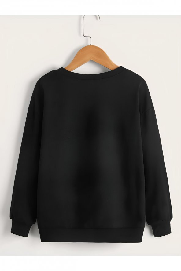 Çocuk Unisex Bisiklet Yaka Hey Its Me Baskılı Sweatshirt - Siyah - 2