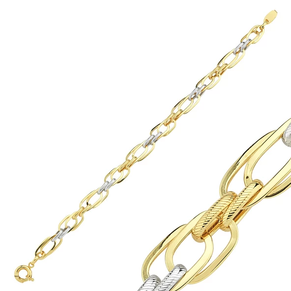 Altın Bileklik Hallow Sarı ve Beyaz Gold