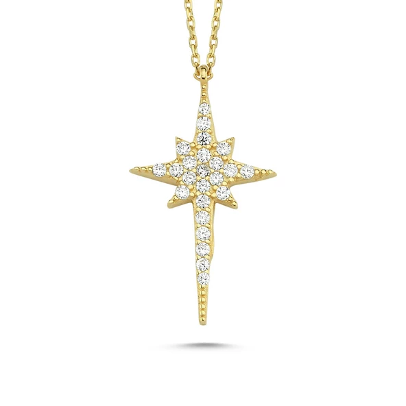 Kutup Yıldızı Altın Kolye 14K Gold Zirconia 2cm